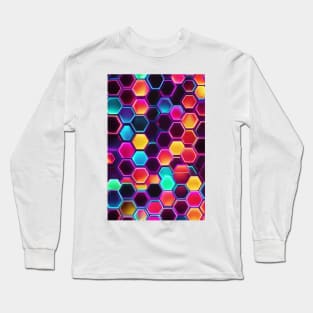 Neon hexagon pattern Long Sleeve T-Shirt